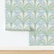 Chic Botanical Green Blue Palm Trees Tropical Leaf Grand Millennial Coastal Custom Pre-pasted Wallpaper by Spoonflower Pre-Pasted Wallpaper 2FT Wide